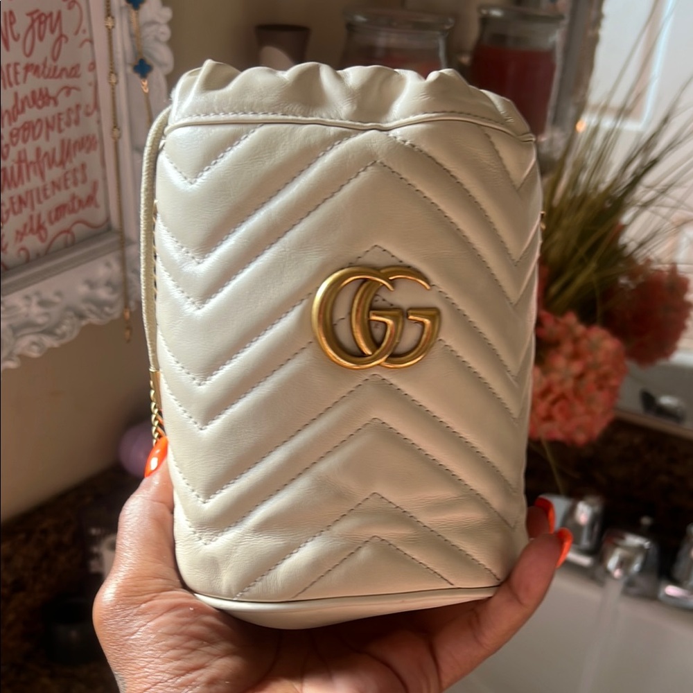 Gucci Cream Quilted Mini Bag with Gold Accent